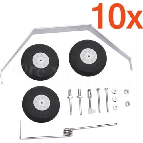 10 Sets / Lot Aluminum Main Landing Gear Wheel Tire Kit RC Airplane Cessna 182 Parts Replacement 40 Size ARF PNP
