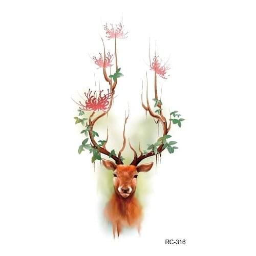 10pcs/lot Rocooart Hot Design Elk Waterproof Temporary Tattoo Stickers For Body Art Colorful Deer Fake Tatoo Taty Tatuagem