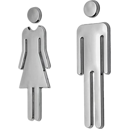 2pcs/set WC Toilet Signs Stickers Restroom Washroom Door Wall Adhesive Signage
