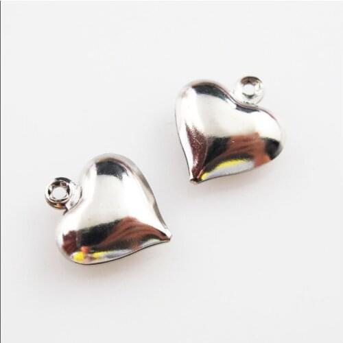 25Pcs Dull Silver Plated Copper Lovely Heart Charms Pendants 11.5x13mm