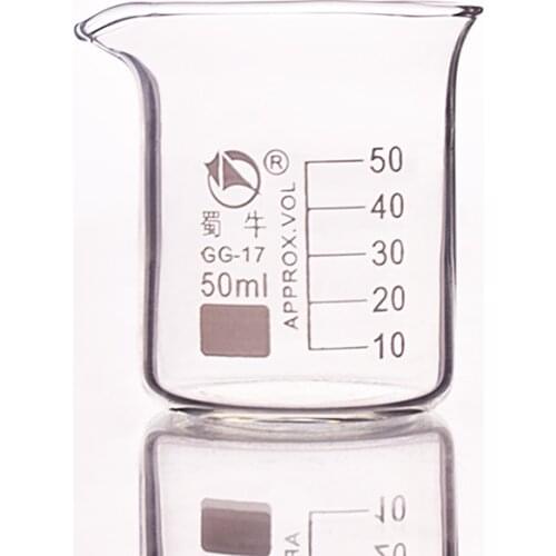 5pcs Beaker in low form,Capacity 50ml,Outer diameter=47mm,Height=58mm,Laboratory beaker