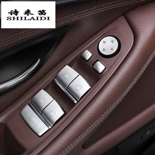 Car Styling Door Armrest panel Covers Stickers for BMW 5 6 series F10 F18 F07 5gt Window Glass Lifting Buttons Auto Accessories