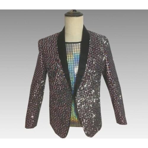Sequins blazer men suits designs jacket mens stage costumes for singers clothes dance star style dress punk rock masculino korea