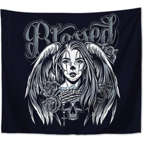 Bohemian hippie style Skull skeleton tapestry wall blanket psychedelic dark girl Home living room decoration