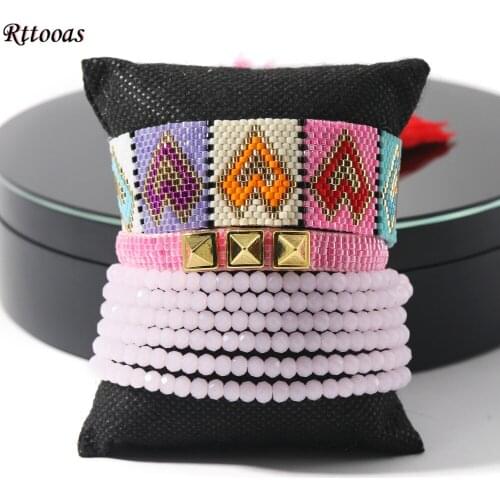 Rttooas Heart Miyuki Beaded Bracelets Bileklik Pulseras Mujer Moda 2020 Handmade Tassel Loom Beaded Bracelet Armband