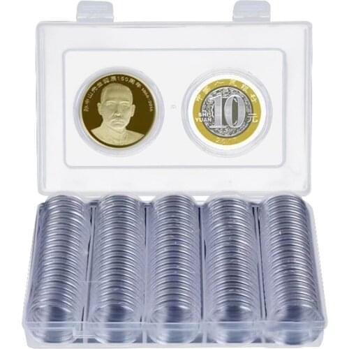 Coins Holder Organizer Storage Box with Coin Capsule Cases Gaskets for Collectible Commemorative Coin