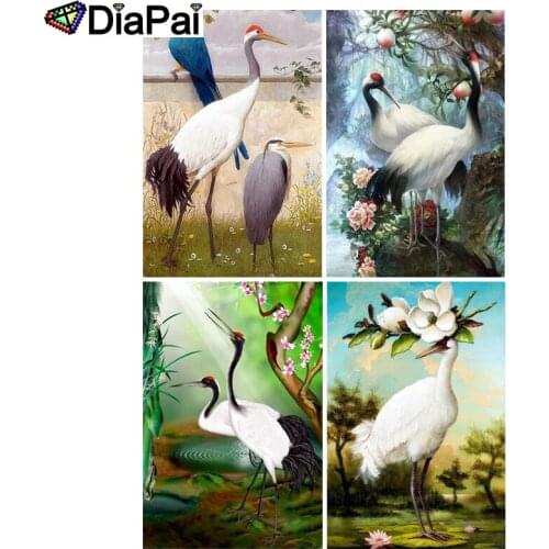 DIAPAI 100% Full Square/Round Drill 5D DIY Diamond Painting "Animal crane" 3D Embroidery Cross Stitch Home Decor