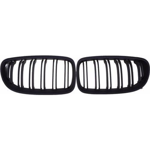 For BMW LCI Facelift E90 Matte Black Kidney Double Slat Grille 09-11
