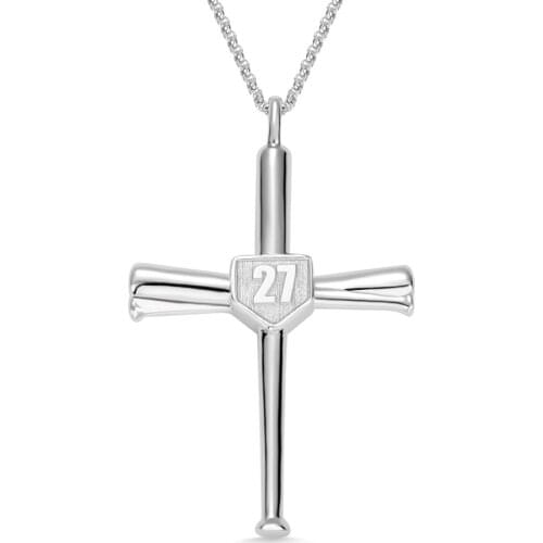 Double Side Baseball Cross Shield Pendant Necklace Engraving Sports Oudoors Fashion Number letter Necklaces for Men Women Gift