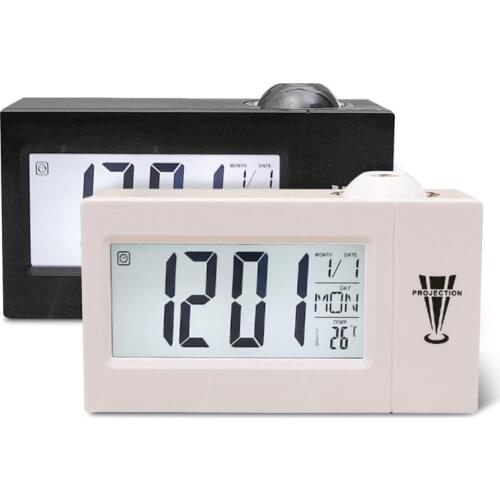 Hot Sale Business Temperature Electronic Clock LCD Electronic Snooze Alarm Clock Projection Voice Control Electronic Alarm Clock