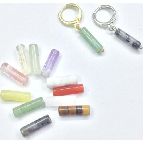 Eruifa 10pcs 13mm long, 4mm thick semi precious stone Charms Pendant Jewelry DIY Earring Necklace 11 colors