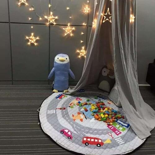Play Mat,Round Baby Nursery Rugs and Portable Toy Organizer Storage Toys Storage Bag,Soft Washable Crawling Mat with Drawstring