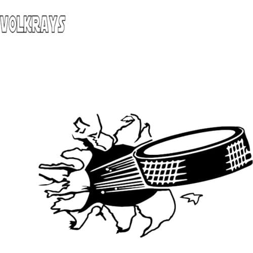 Volkrays Interesting Car Sticker Hockey Puck Silhouette Motorcycle Accessories Reflective Waterproof Vinyl Decal,7cm*13cm