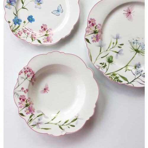 MIDOSHARK Butterfly and flower ceramic dinner plate Dinner set plates and dishes