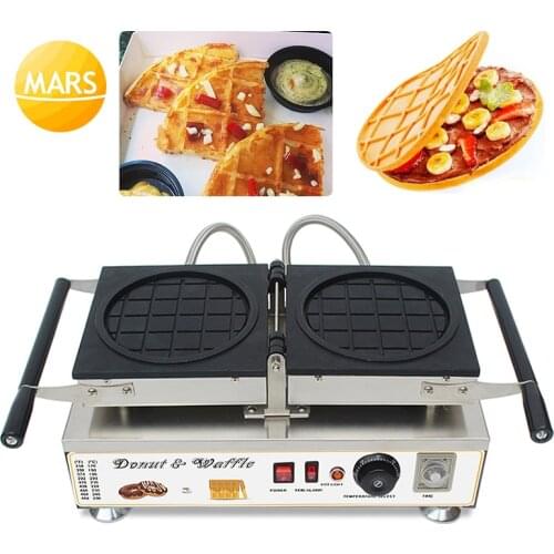 Commercial Round Savory Waffle Maker, Round Grip Shaped Waffle Maker, Filled Waffle Bowl Maker Machine Iron Baker Pan Equipment
