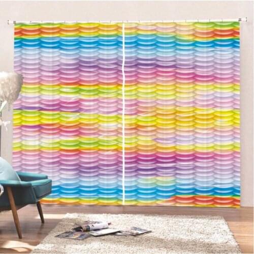 Beautiful Mermaid Scales Rainbow Window Treatments Curtain Polyester Window Curtains Living Room Bathroom Kitchen Decor Curtains