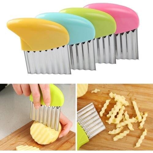 Kitchen accessories Stainless Steel Potato Chip Slicer Vegetable Fruit Crinkle Wavy Slicer Knife Cutter Chopper French Fry Maker