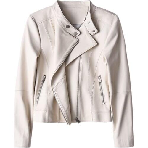 SHUCHAN Genuine Leather Winter Jacket Women Spring/Autumn Leather & Suede Sheepskin Office Lady Zippers Classic Korean Coat