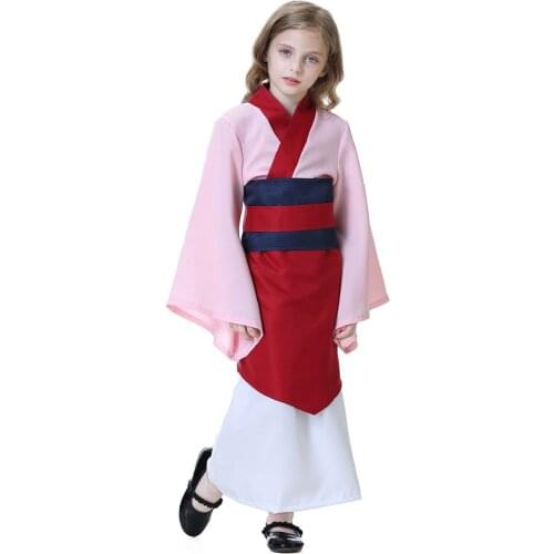 Hua mulan cosplay dress mulan princess dress high quality mulan princess costume for kid Pink mulan cosplay