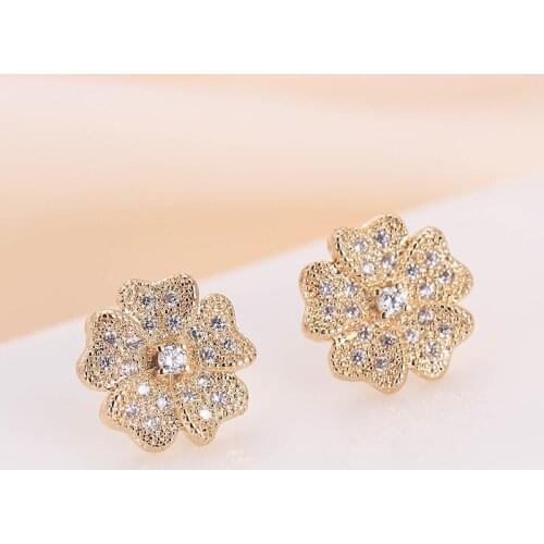 DE374 Fashion Delicacy Elegant Street Snap Geometry Flower Zircon Earring Gift Party Banquet WOMENS Jewelry Earrings