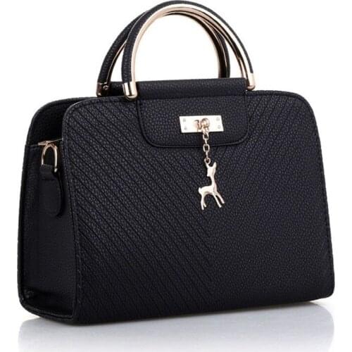 Fashion Handbag 2020 New Women Leather Bag Large Capacity Shoulder Bags Casual Tote Simple Top-handle Hand Bags Deer Decor