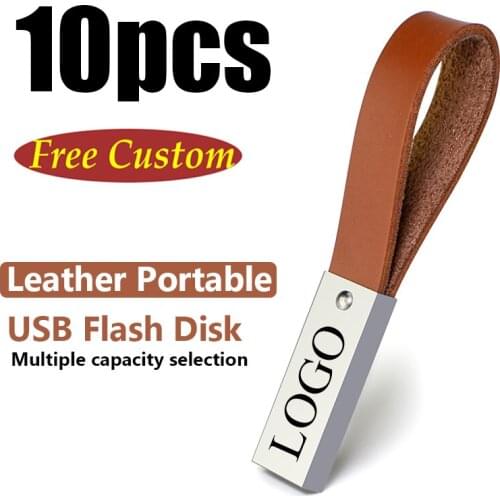 Fashion customized logo 1gb 2gb 4gb 8gb 10PCS metal with leather buckle peddrive stick USB2.0 usb flash drive
