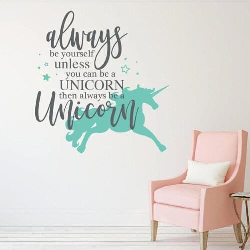 Makeyes Unicorn Wall Sticker Quotes Kids Bedroom Wall Decal Always Be Yourself Words Warm Decoration Unicorn Animal Sticker Q217