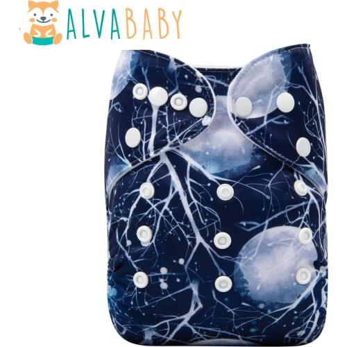 Alvababy New Printed Reusable Modern Cloth Nappies for Babies with 1pc Washable Insert
