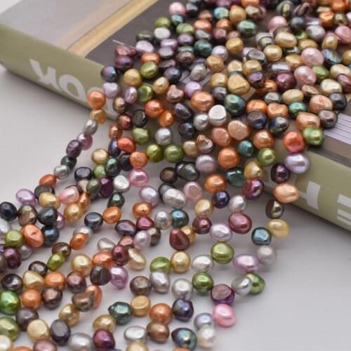 Wholesale 7-8MM Real Cultured Freshwater Dyed Baroque Shape Pearl Necklace Strand String Jewelry Beads Accessory 10pcs/lot