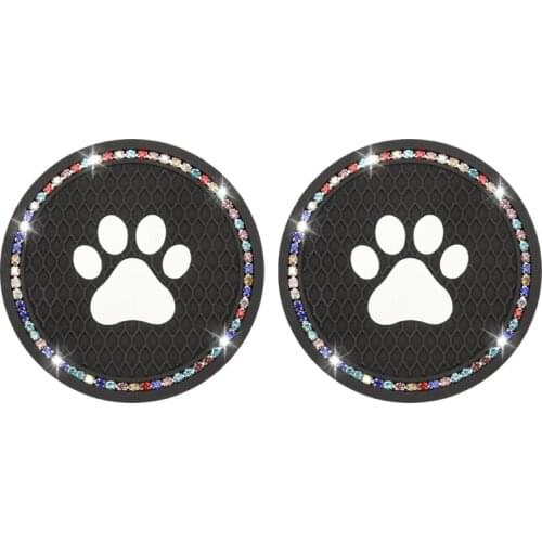 50LC 2x Car Coasters for Cup Holders 2.75 Inch Black PVC for Women Car Decors