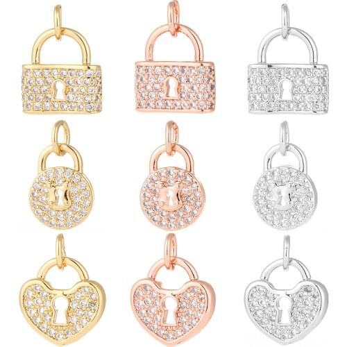 Lock Heart Charms for Jewelry Making Supplies Gold Design Charms Charm Diy Earring Bracelet Necklace Copper Accessories