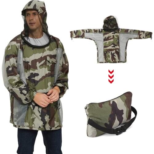 Anti-mosquito Mesh Jacket Breathable Bug Jacket with Zippered Hood Mosquito Repellent Mesh Net Shirt Clothing for Men and Women