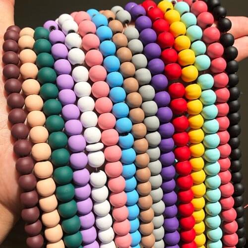 Multicolor Matte Rubber Hematite Stone Beads Dull Polished Frosted Round Beads For Jewelry Making DIY Bracelet Accessories 15