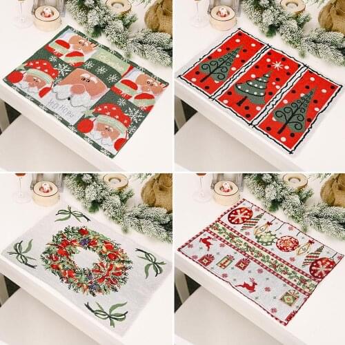 Christmas Knitted Fabric Placemat 2020 Christmas Decorations for Home Table Merry Christmas Ornaments Xmas Navidad New Year 2021