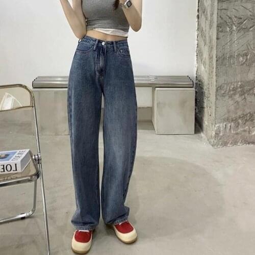 Thin Vintage Straight-leg Jeans Women 2021 New High-waisted Loose Wide-leg Long Pants Women Denim Jeans Skinny Jeans Woman