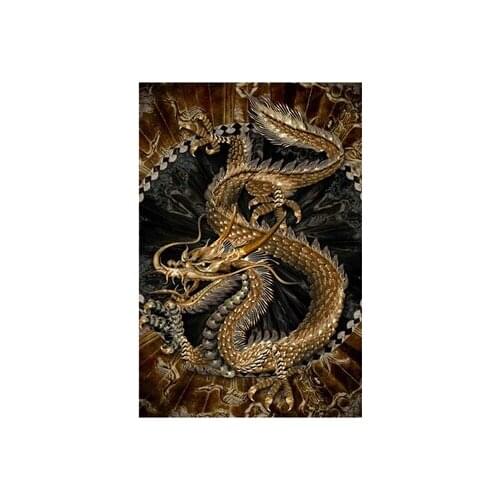 Vintage Abstract Chinese Dragon Canvas Painting Wall Art Posters and Prints Wallpaper Picture Living Room Bedroom Decoration