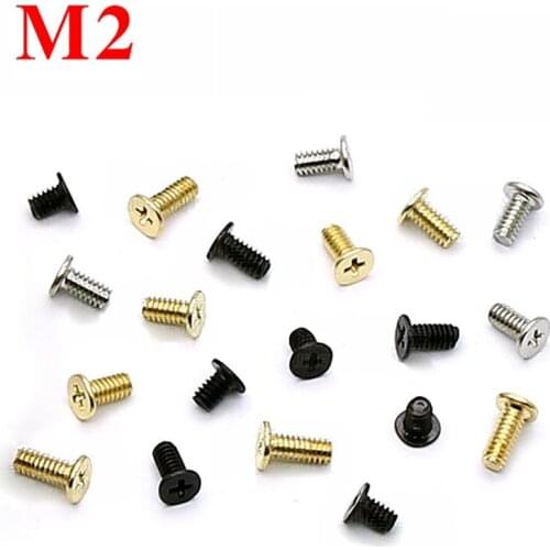 100Pcs M2 Flat Thin Head Screws Philips Laptop Notebook Computer Repair Screw Nickel/Zinc/Gold-Plated