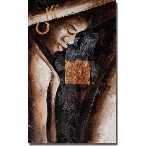 High Quality Africa Women Paintings for Living Room Wall Abstract Oil Painting Handpainted Cheap Modern Paintings No Framed