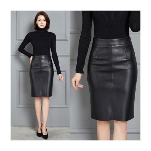 2021 Women New Fashion Genuine Real Sheep Leather Skirt K3