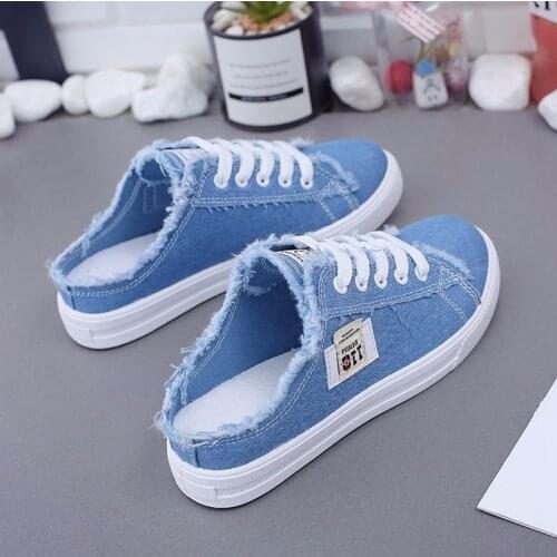 Shoes Woman 2020 Spring Summer New Arrival Ladies Casual Sneakers Slingback Denim Canvas Shoes Female Vulcanize Shoes QQ-77