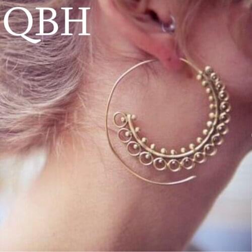 New Bohemia Personality Round Spiral Big Circle Drop Earrings Exaggerated Whirlpool Gear Earrings for Women Jewelry Gifts