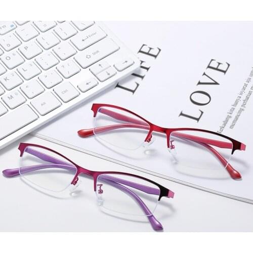 Women Myopia Glasses Ladies Half Frame Anti-blue Light Glasses Men Finished Eyewear -1.0 To -4.0 High Quality Simple and Stylish