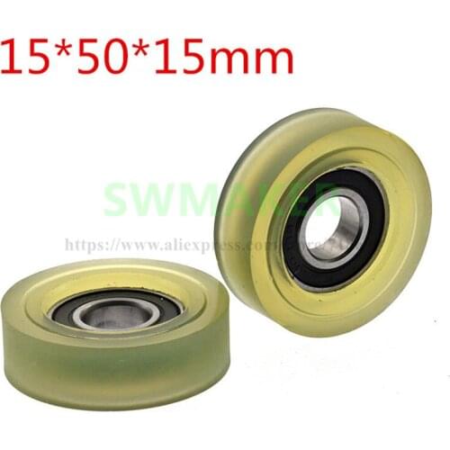 1pcs 15*50*15cm 6002 Bearing, Soft Rubber, PU Polyurethane Coated Wheel, Rolling Guide Wheel Plane Press