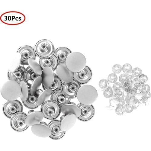 30Pcs 17mm Metal Brass Press Snap Fastener Buttons Jeans Button Tack Rivet Clasp DIY Leather Clothing Belt for Sport Coat Jacket