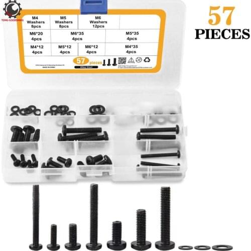 57Pcs TV Mount Screws M4 M5 M6 Screws with Washers TV mounting Bolts Length Bolts for TV Wall Mount Bracket TV Screws Spacer