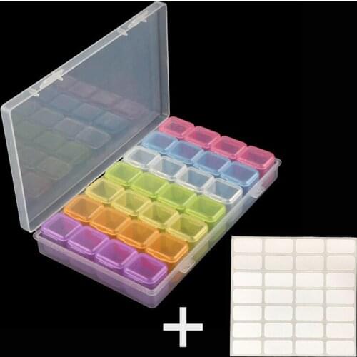ARMYQZ 28 Slots Diamond Painting Kits Plastic Storage Box Nail Art Rhinestone Tools Beads Storage Box Case Organizer Holding