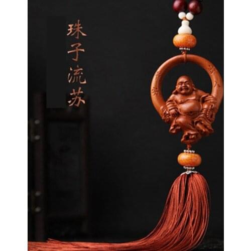 Car pendant Fashion pendant Xiaoyao Buddha high-end mahogany car interior supplies Fine car decoration