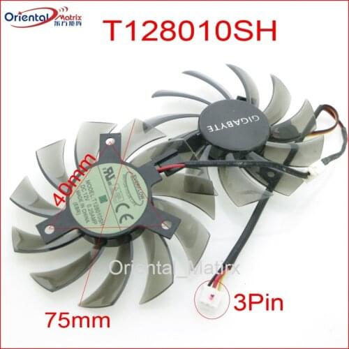 Free Shipping T128010SH 75mm DC12V 0.25A For Gigabyte GV-R585OC-1GD GV-N460OC-1GI Graphics Card Cooling Fan