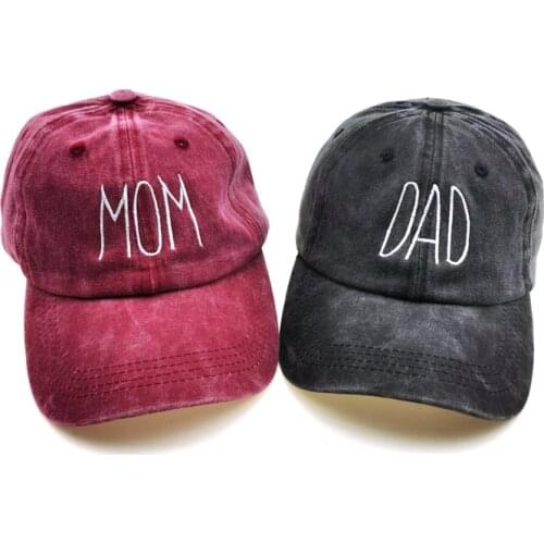Letter Embroidery Baseball Cap MOM Dad Hat 100% Cotton Washed Fashion Baseball Cap for Couple Men Women Hip Hop Peaked Cap