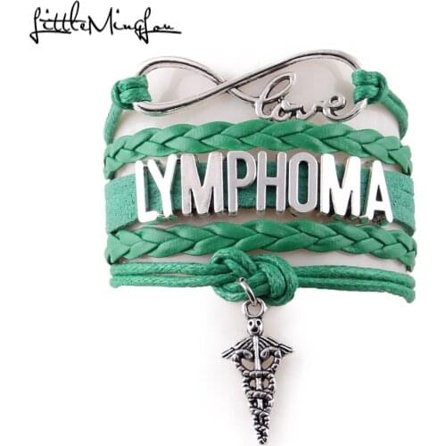 Little Minglou Infinity hope Charm Lymphoma bracelet awareness leather wrap men bracelets & bangles for women jewelry